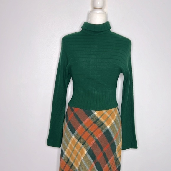 Vintage plaid and knit dress, vintage size 12 fits a small - Picture 2 of 8